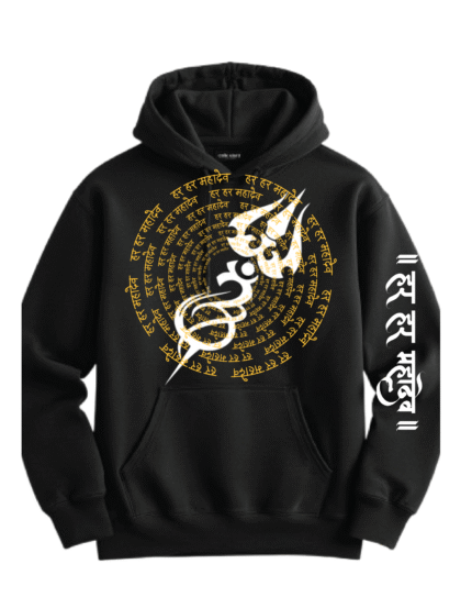 Men’s Black Har Har Mahadev Oversized Hoodie